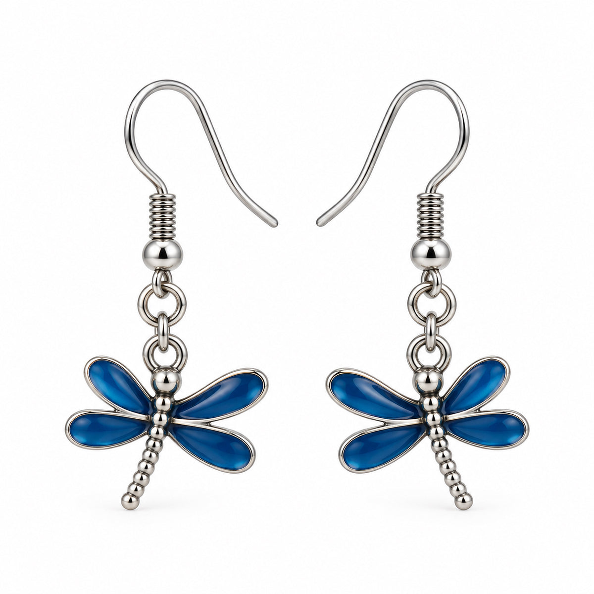 Sapphire blue enamel dragonfly charm