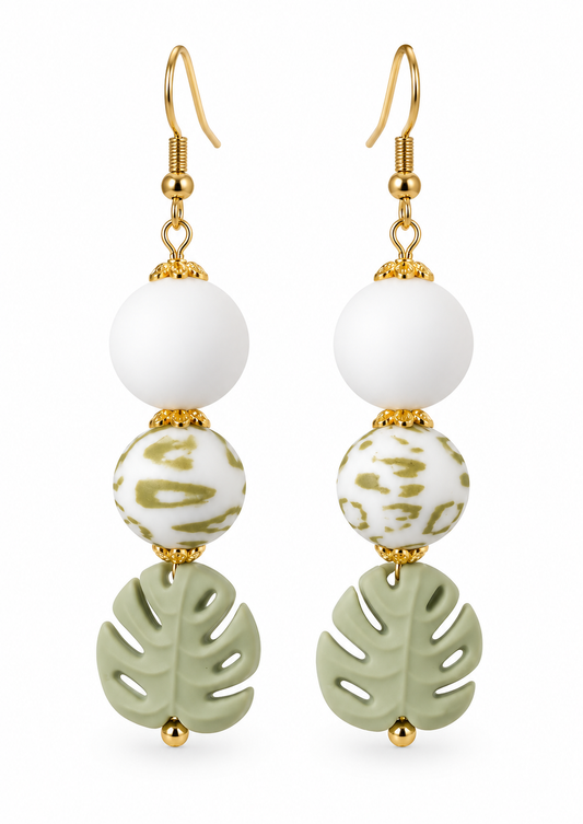 Tropical Monstera Drop Earrings
