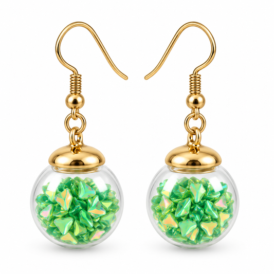 Emerald Wishes Globe Earrings