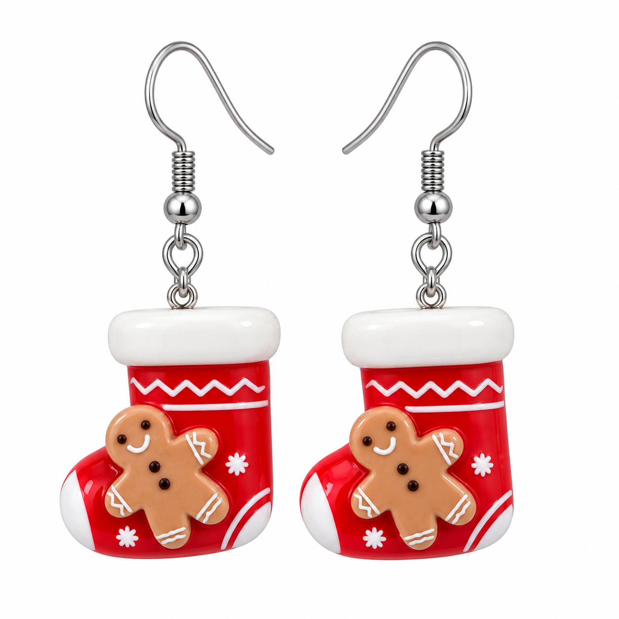Gingerbread Stocking Drop Earrings