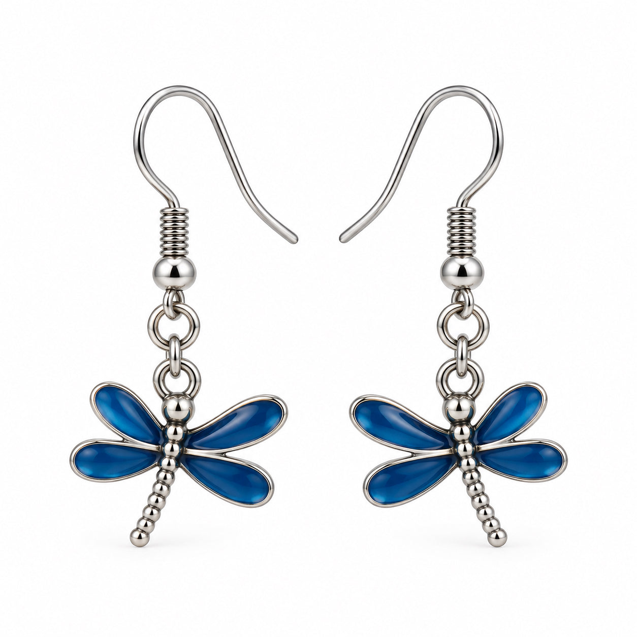 Sapphire blue enamel dragonfly charm