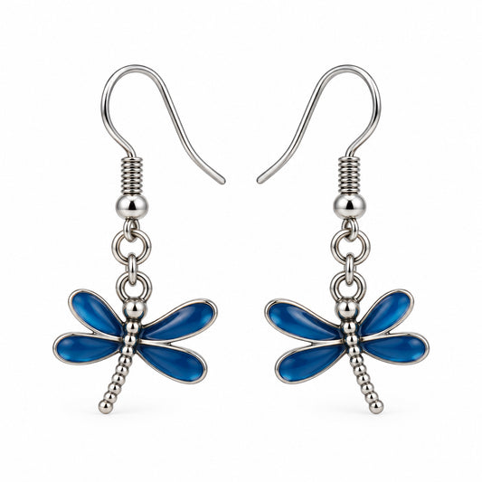 Sapphire blue enamel dragonfly charm